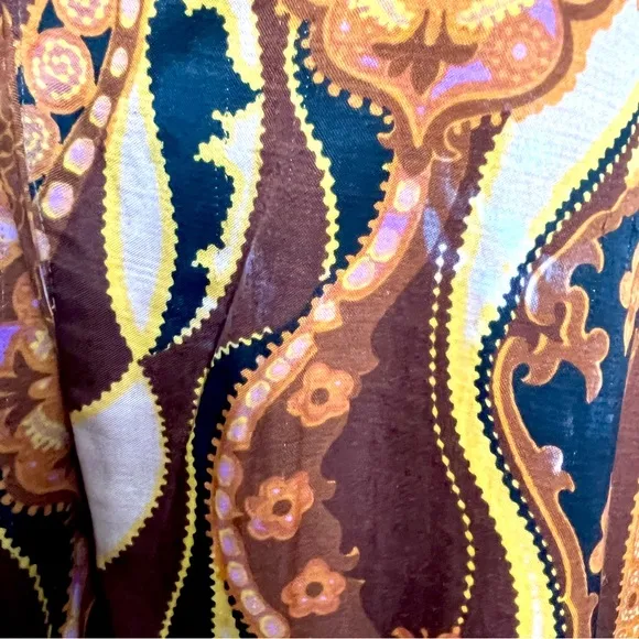 Vintage Paisely Robe Silky Dressing Gown Mid Century Duster 60s 70s Psychedelic