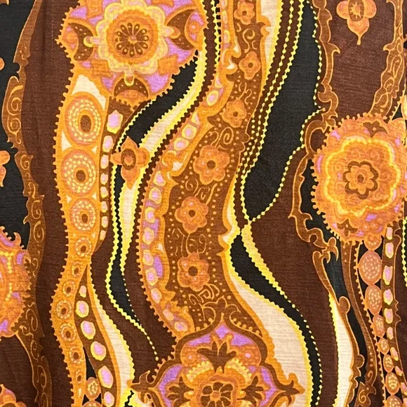 Vintage Paisely Robe Silky Dressing Gown Mid Century Duster 60s 70s Psychedelic