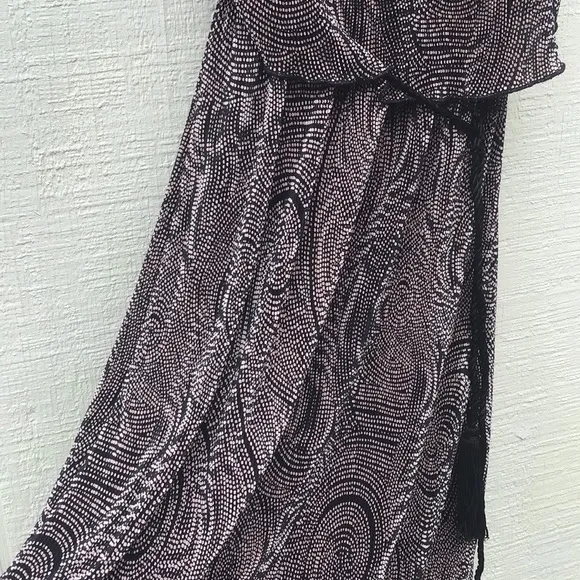 Vintage paisley shoulder pads dress with tassel belt