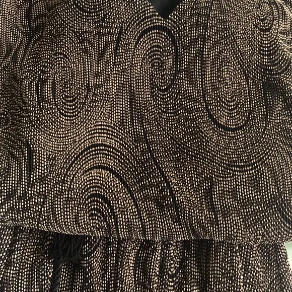Vintage paisley shoulder pads dress with tassel belt