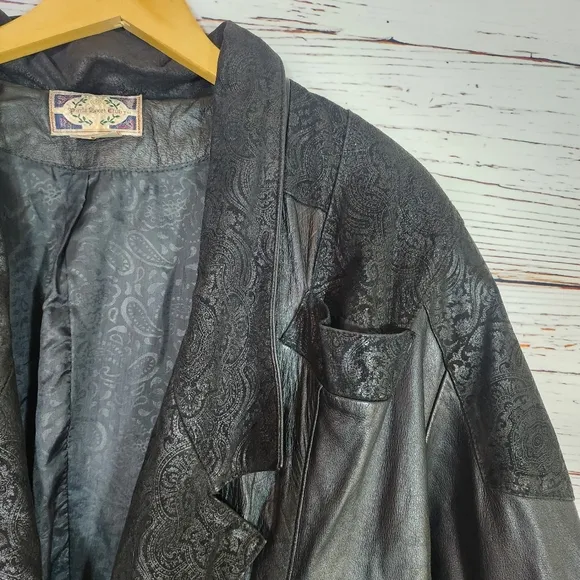 Vintage Paris Sports Club Leather Coat
