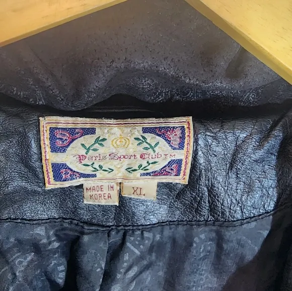 Vintage Paris Sports Club Leather Coat
