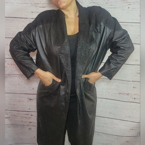 Vintage Paris Sports Club Leather Coat