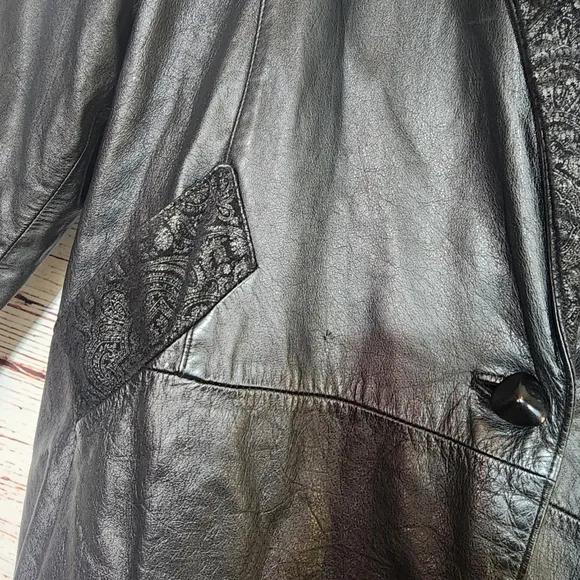 Vintage Paris Sports Club Leather Coat