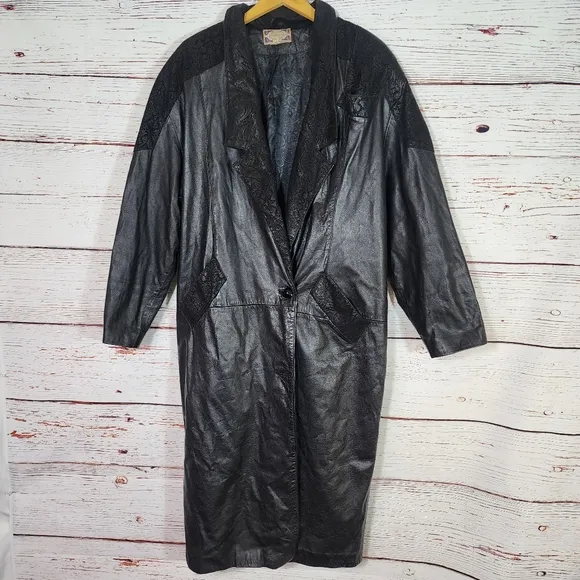 Vintage Paris Sports Club Leather Coat