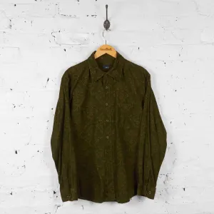 Vintage Patterned Corduroy Shirt - Green - M