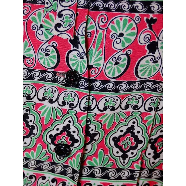 Vintage Rayon Print Dress Red & Green 1940s Smart Set 41-30-45