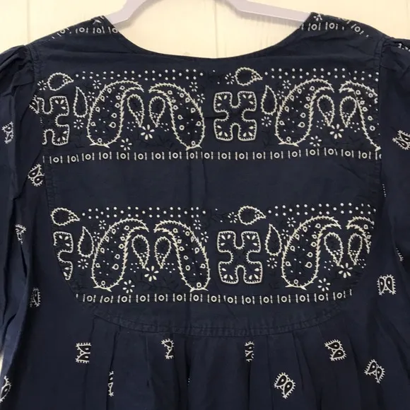 Vintage Styled by Saybury Navy Blue Paisley Mumu Dress Cotton Size Medium