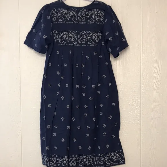 Vintage Styled by Saybury Navy Blue Paisley Mumu Dress Cotton Size Medium