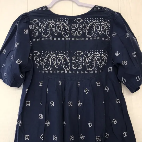 Vintage Styled by Saybury Navy Blue Paisley Mumu Dress Cotton Size Medium