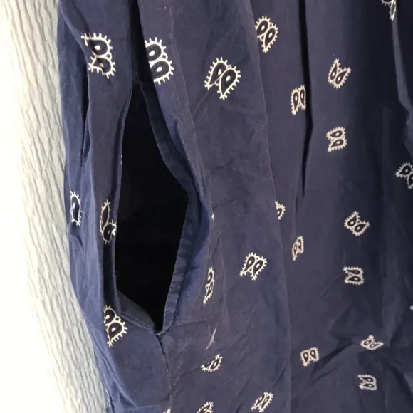 Vintage Styled by Saybury Navy Blue Paisley Mumu Dress Cotton Size Medium
