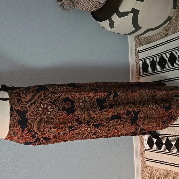VINTAGE TELLURIDE CLOTHING COMPANY Paisley Maxi Skirt Brown Black Sz 10 90s Y2K