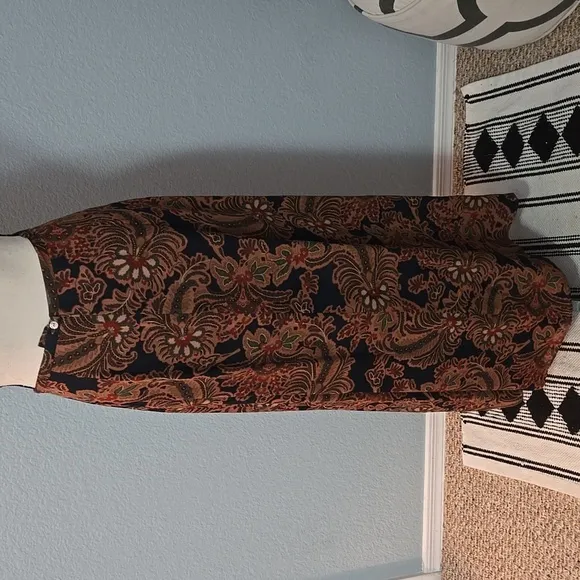 VINTAGE TELLURIDE CLOTHING COMPANY Paisley Maxi Skirt Brown Black Sz 10 90s Y2K