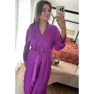 Vintage Victoria's Secret Gold Label Purple Paisley Belted Robe Size Small