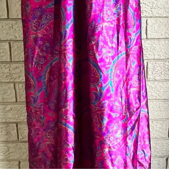 Vintage Moodsetter Full Length Robe Dressing Gown Fuchsia Pink Blue Paisley