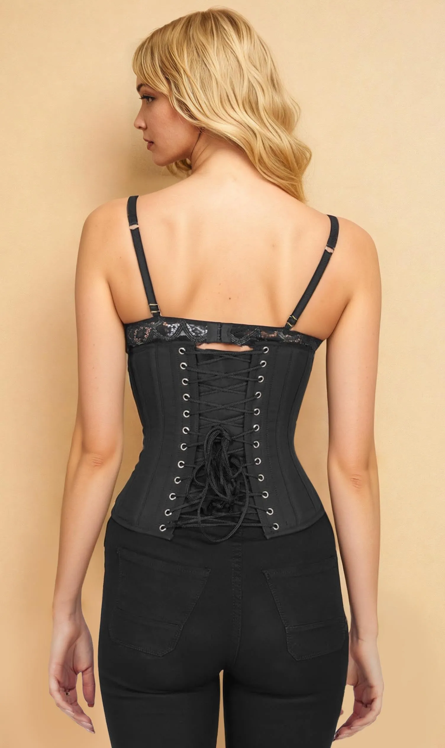 Waist Shaper Custom Made Black Corset in 100% Cotton