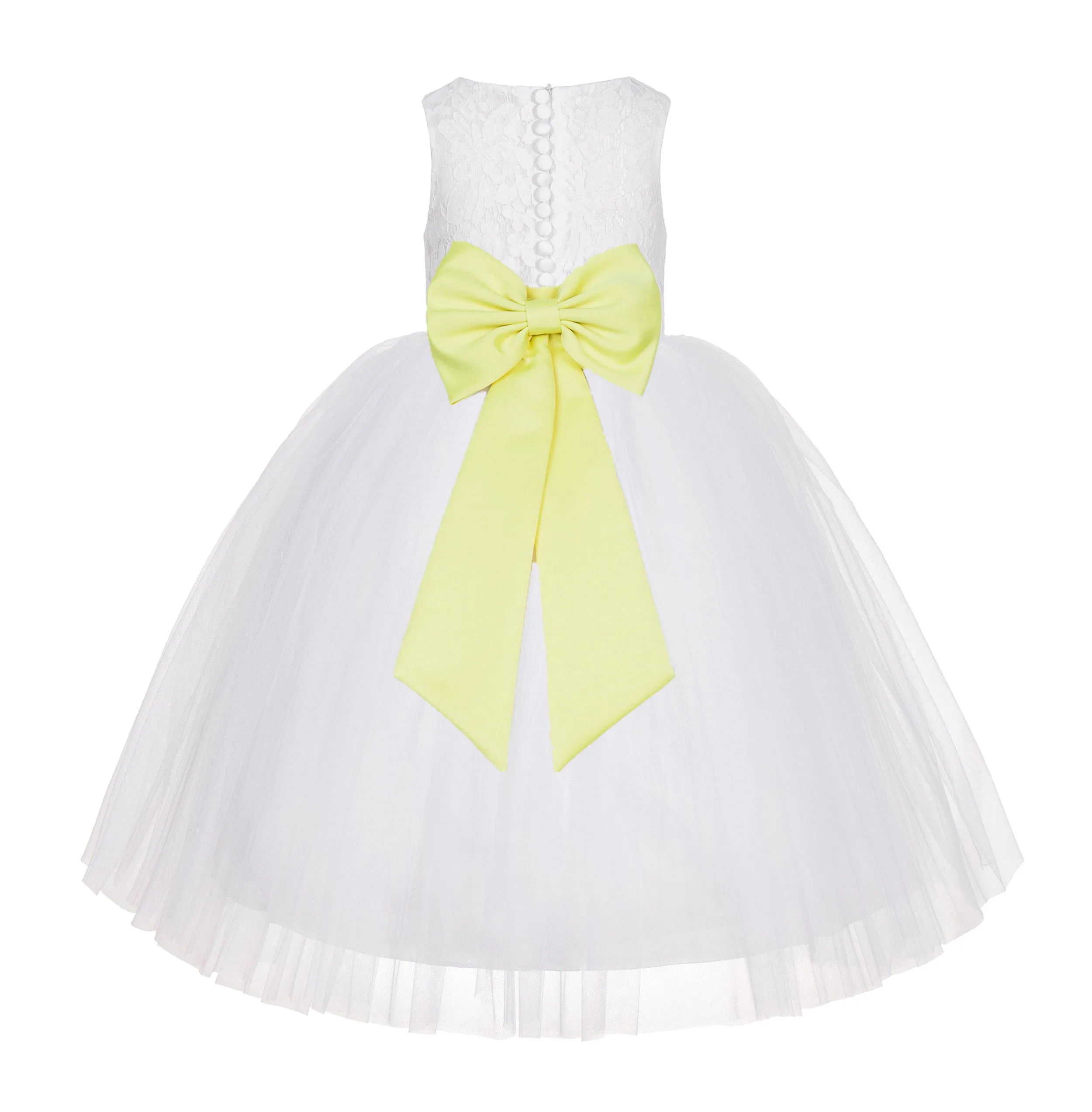 White Floral Lace Flower Girl Dress Special Occasions Wedding Christening Communion Baptism LG7(3)