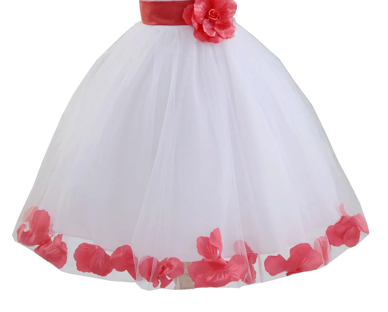 White Floral Lace Heart Cutout Rose Petals Flower Girl Dress Junior Bridesmaid Special Event 185T(3)