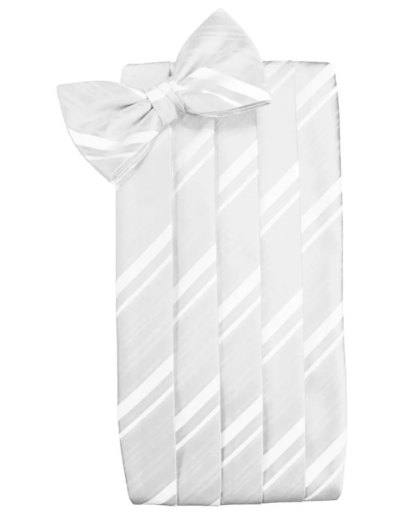 White Striped Satin Cummerbund