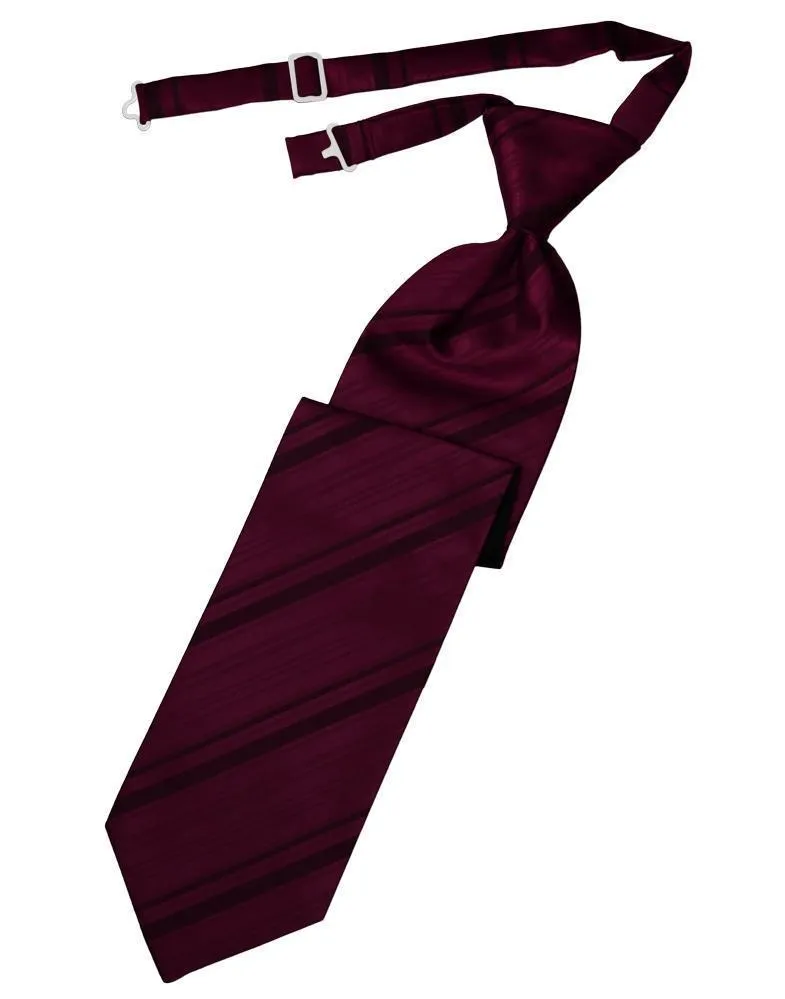 Wine Striped Satin Necktie