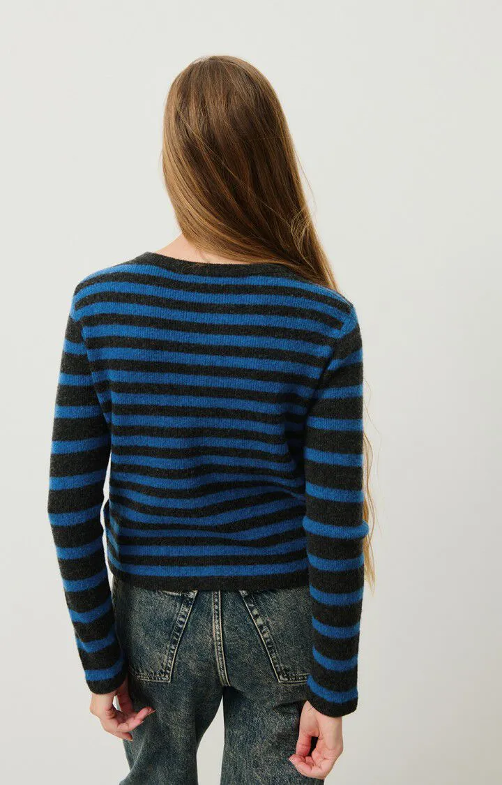 WOMEN'S CARDIGAN RAXOW - OLYMPIAD STRIPED CHARCOAL MELANGE