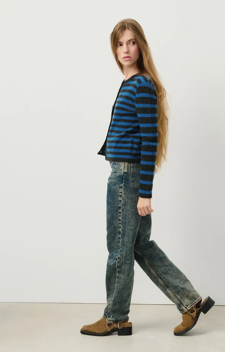 WOMEN'S CARDIGAN RAXOW - OLYMPIAD STRIPED CHARCOAL MELANGE
