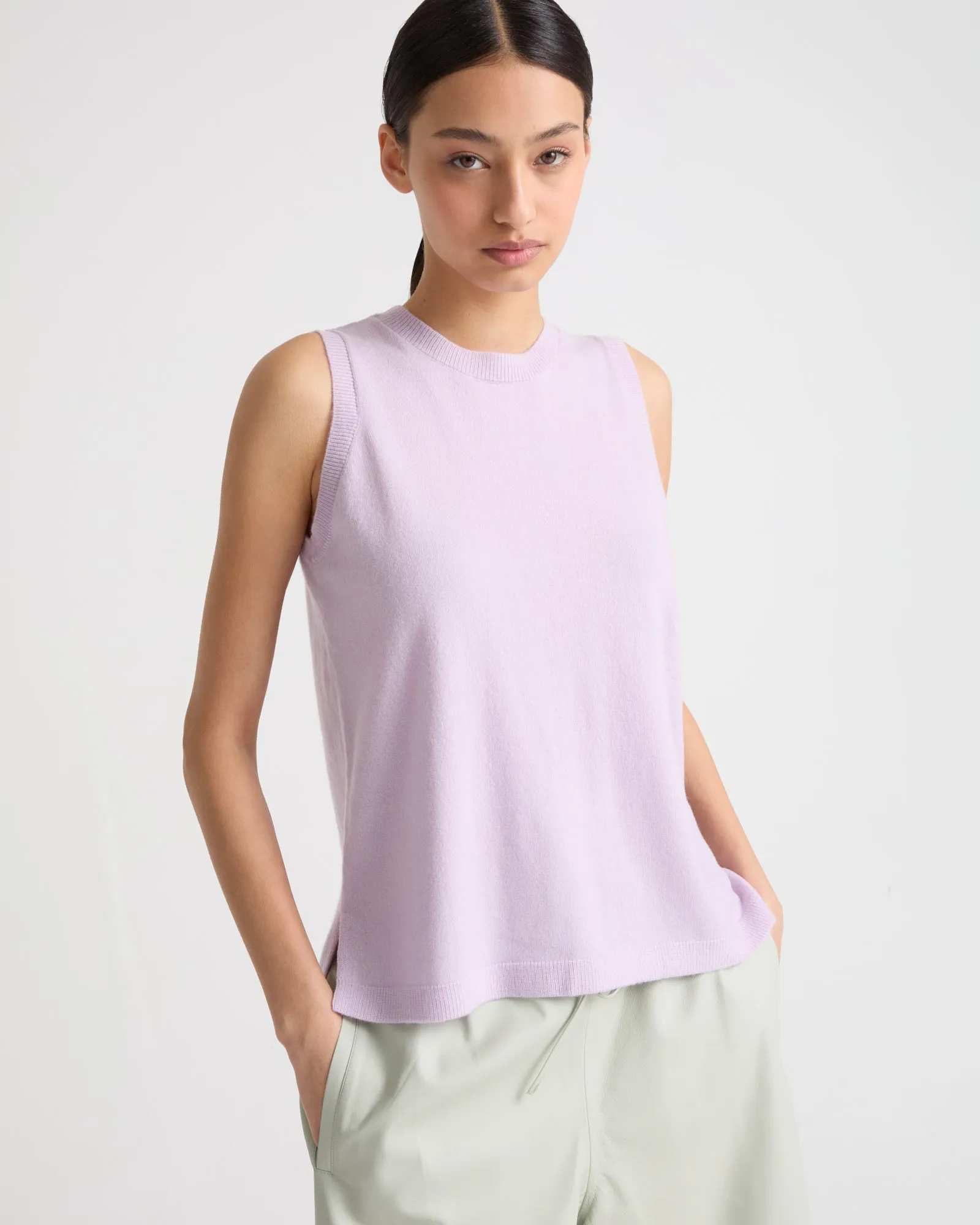 Wool-cashmere knit tank top