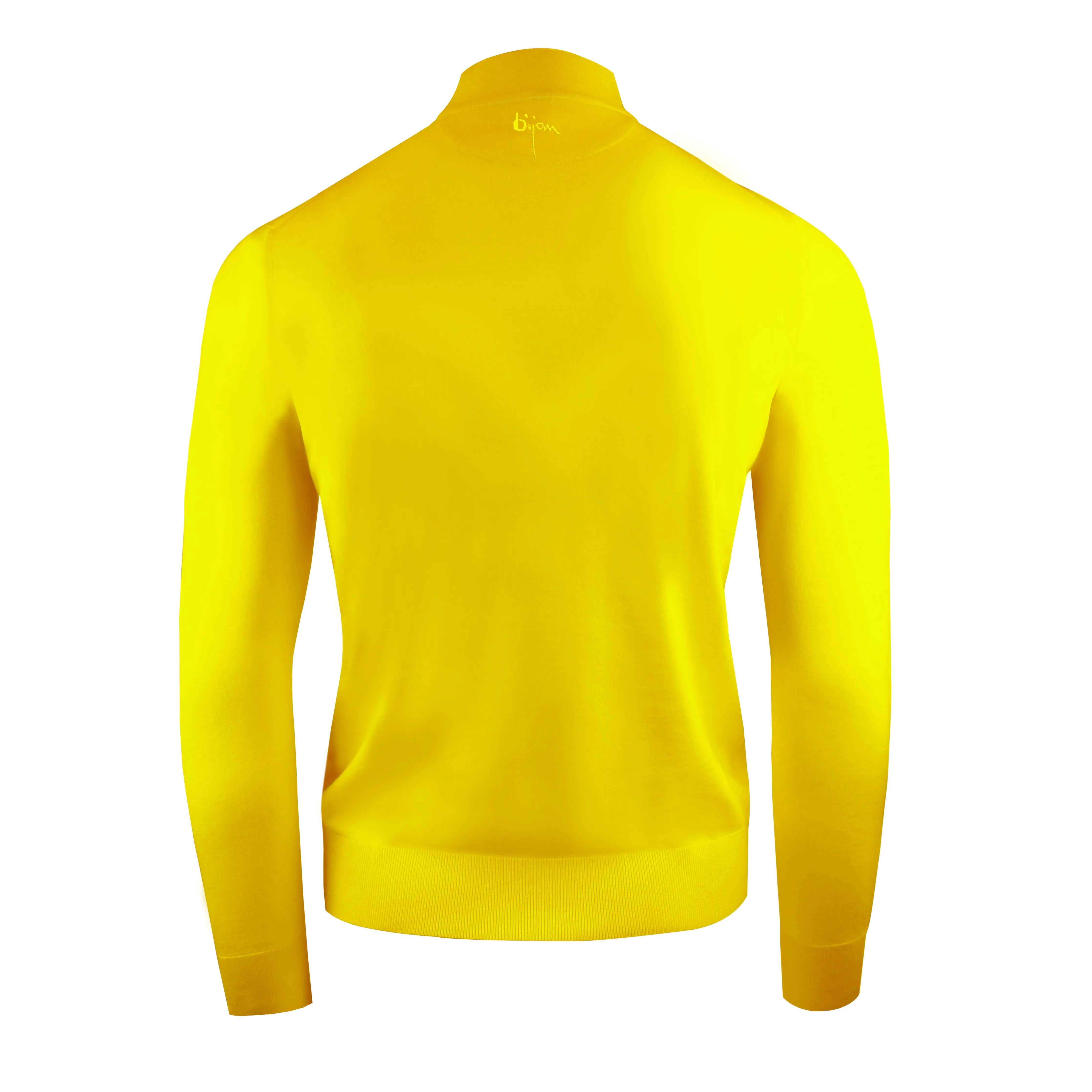Yellow Cashmere and Silk Mock Neck Sweater