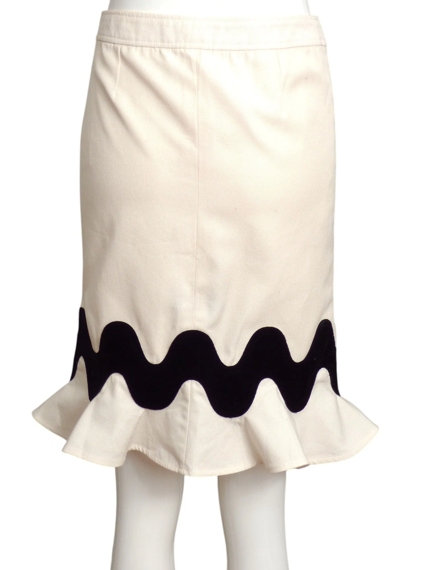 YVES SAINT LAURENT- AS IS 2005 Cotton & Velvet Skirt, Size 6